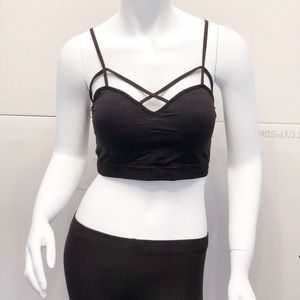 Plus size black criss cross bralette